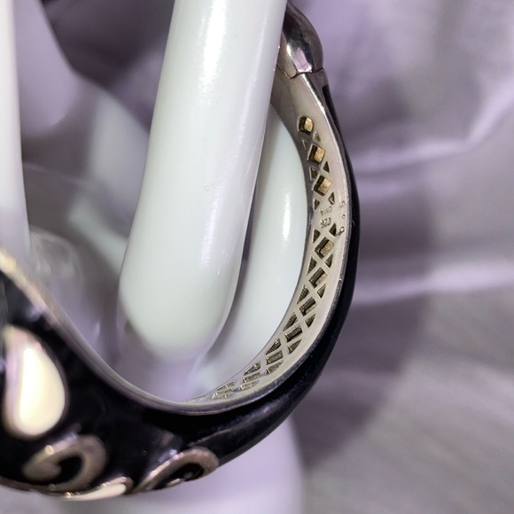 Bracelet Cuff Enamel Sterling Silver 925 Women’s Black White Raquelle Bianco - Picture 13 of 16